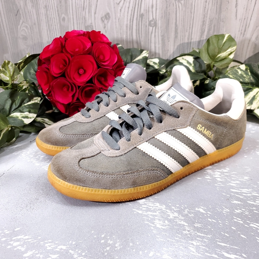 Adidas Sambas Sneaker Gray Suede Leather 2013 Gum Sole